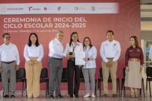 *Inaugura Lucía Aimé junto a estudiantes el ciclo escolar de media superior en Tamaulipas*