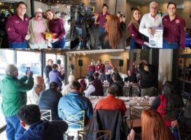 CONVIVEN HUMBERTO Y VERÓNICA, CON LOS PERIODISTAS